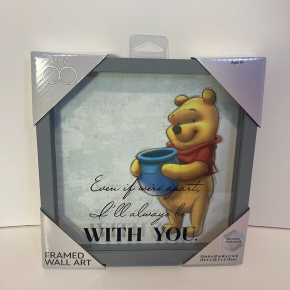 Disney 100 Winnie The Pooh Even If Were Apart Framed Wall Art 10" x 10" New - Picture 1 of 9